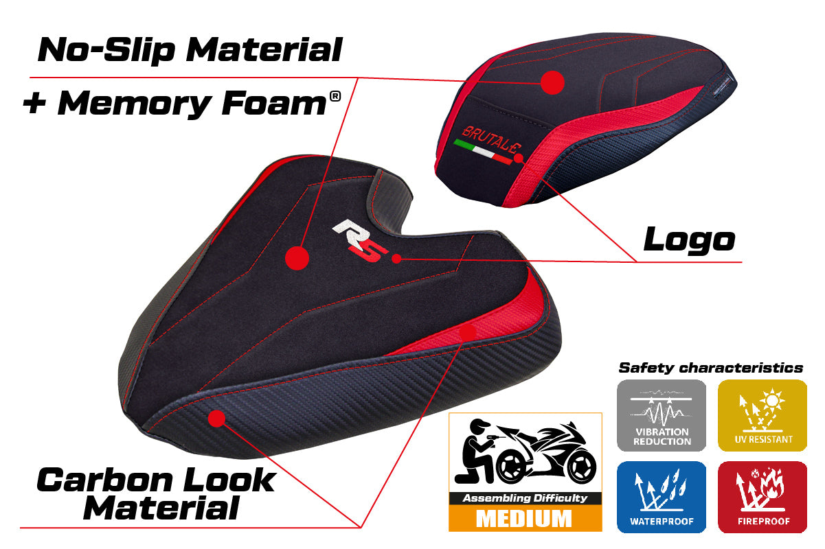 Funda de asiento Tappezzeria Italia TPZ Comfort para MV Agusta Brutale 1000RS 2021-2025 en rojo