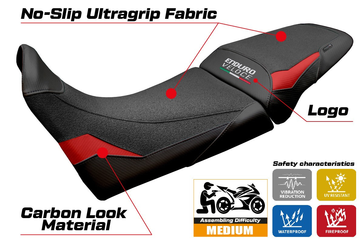 MV Agusta Enduro Veloce 2024-2025 Seat Cover Tappezzeria Italia TPZ Ultragrip Red Black