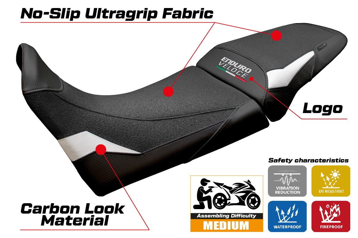 MV Agusta Enduro Veloce 2024-2025 Seat Cover Tappezzeria Italia TPZ Ultragrip White Black