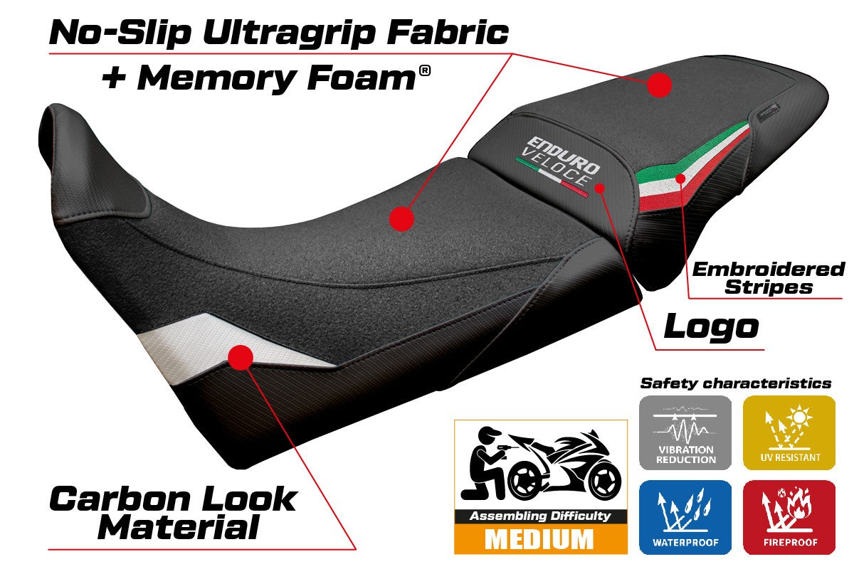 Funda de asiento MV Agusta Enduro Veloce 2024-2025 Tappezzeria Italia TPZ Comfort Grip Blanco Ita