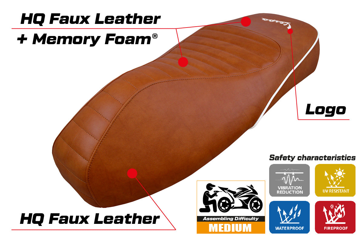 Vespa GTS 125 150 300 2009-2024 Seat Cover Tappezzeria Italia TPZ Comfort in Brown