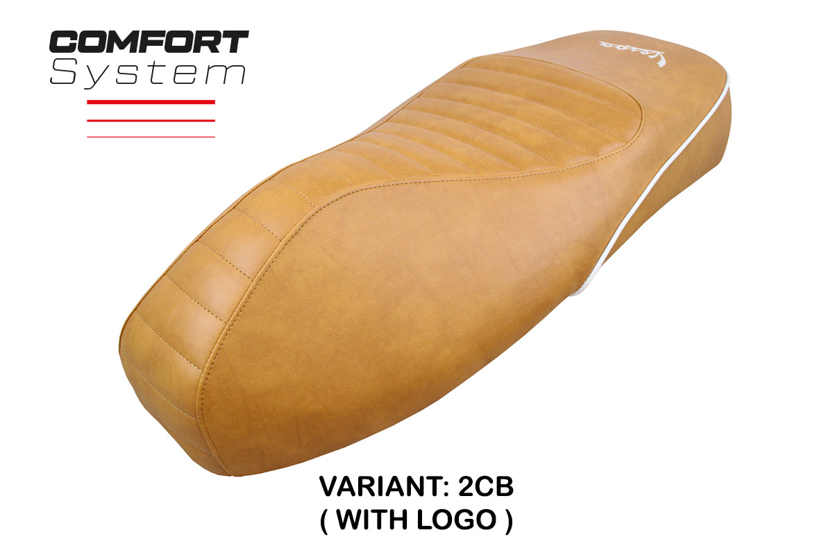 Funda de asiento Tappezzeria Italia TPZ Comfort para Vespa GTS 125 150 300 2009-2024 en color camel