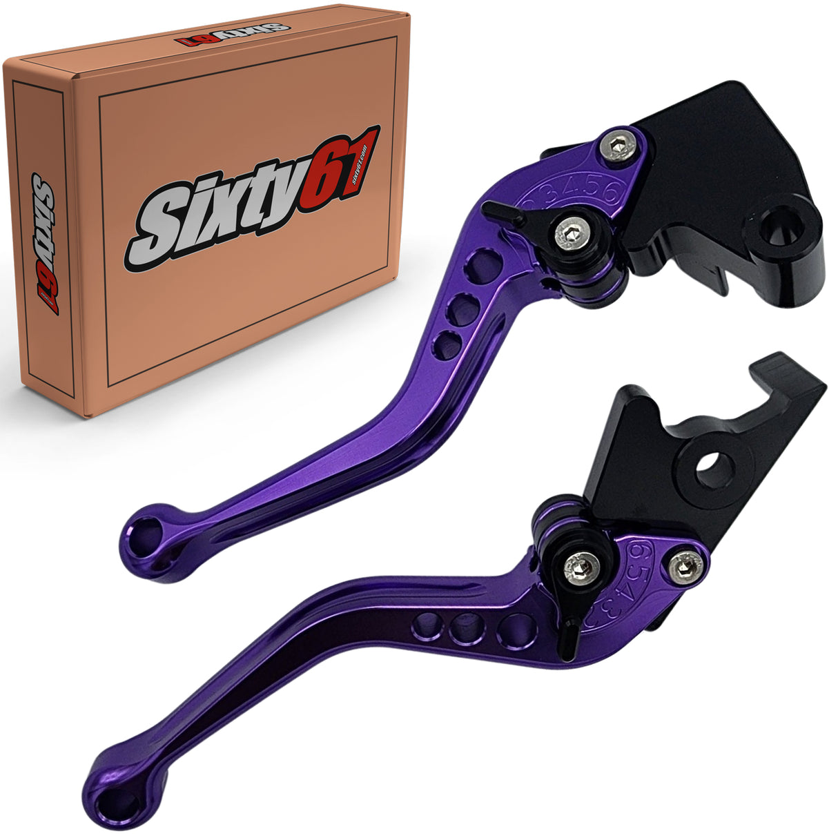 Manetas de freno y embrague Kawasaki, moradas, cortas y ajustables