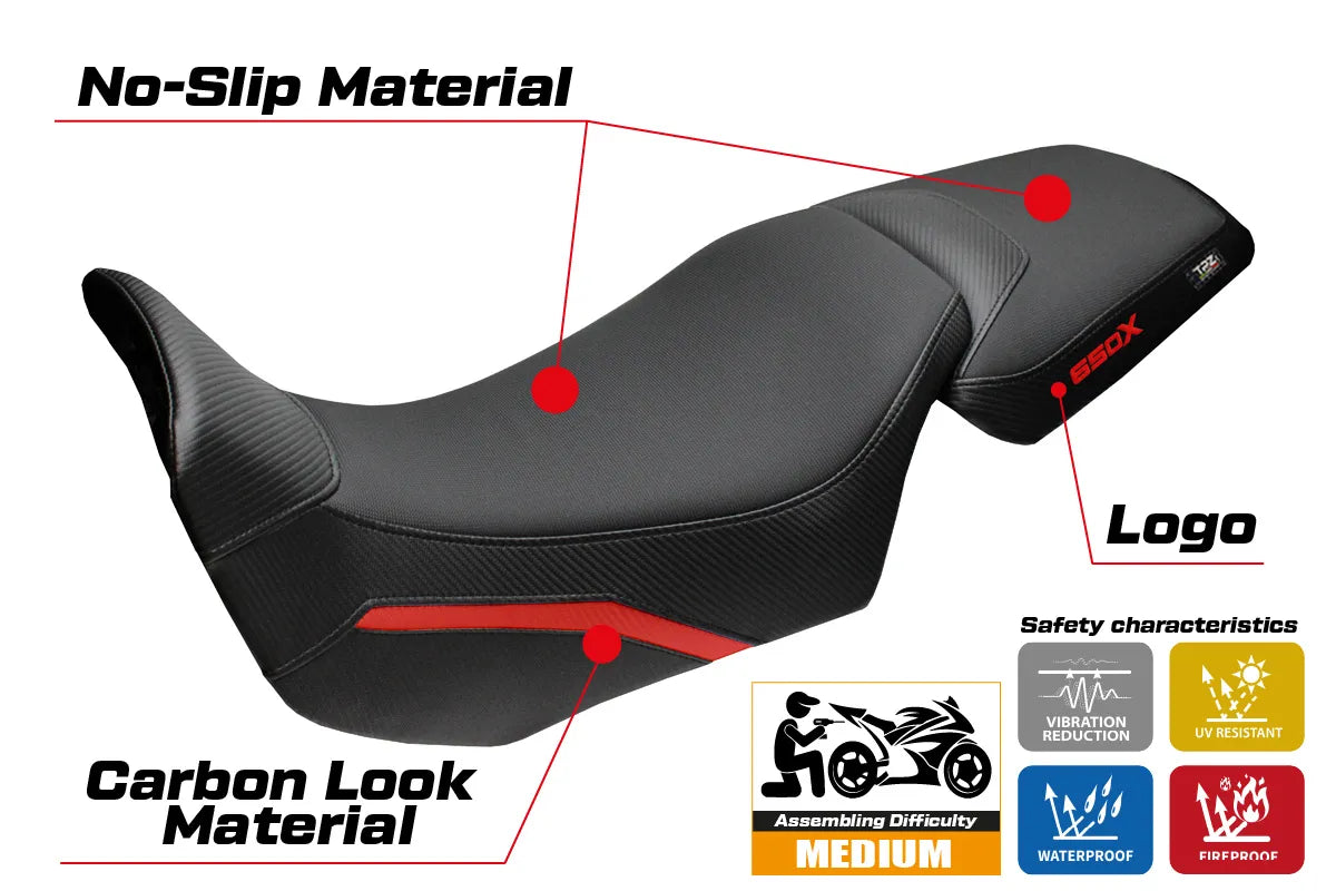 QJ Motor SVT 650 X 2024-2026 Seat Cover TPZ Italia Red Black