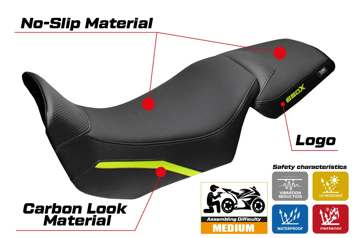 QJ Motor SVT 650 X 2024-2026 Seat Cover TPZ Italia Yellow Fluo Black