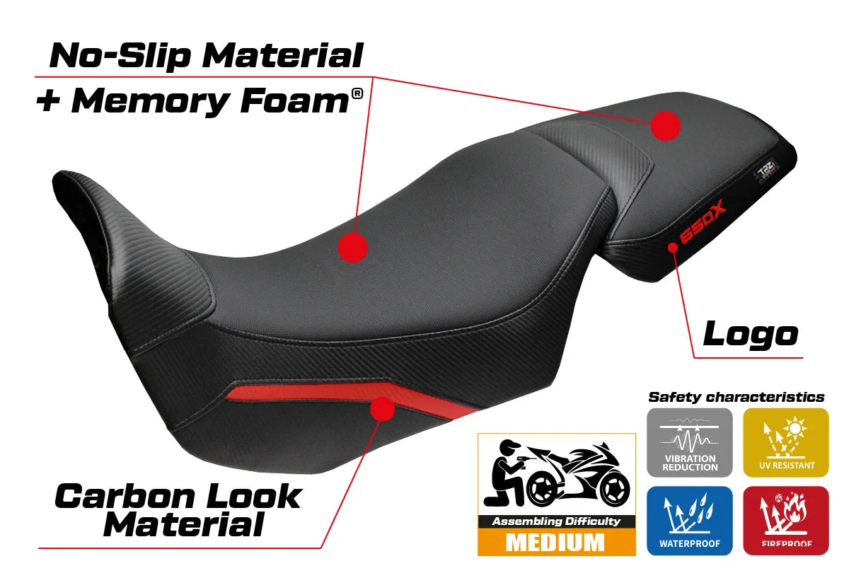 QJ Motor SVT 650 X 2024-2026 Seat Cover TPZ Italia Comfort Red Black