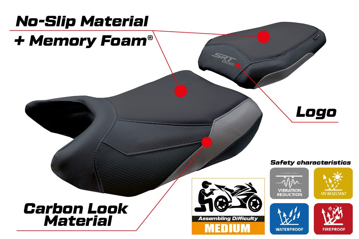 QJ Motor SRT 800 X / S / SX 2023-2025 Seat Cover Tappezzeria Italia TPZ Comfort Grey Black