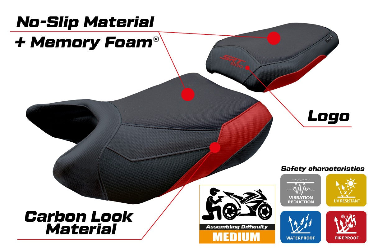 QJ Motor SRT 800 X / S / SX 2023-2025 Seat Cover Tappezzeria Italia TPZ Comfort Red Black