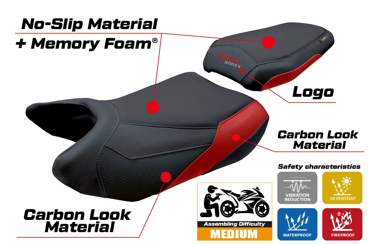 QJ Motor SRT 900 SX 2025-2026 Seat Cover TPZ Italia Comfort Red Black