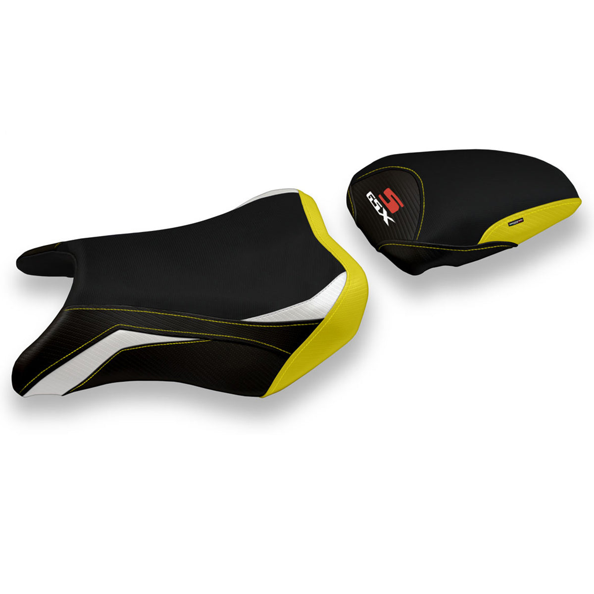 Funda de asiento Suzuki GSXS 750 2017-2021 Tappezzeria Italia TPZ Comfort en blanco y amarillo