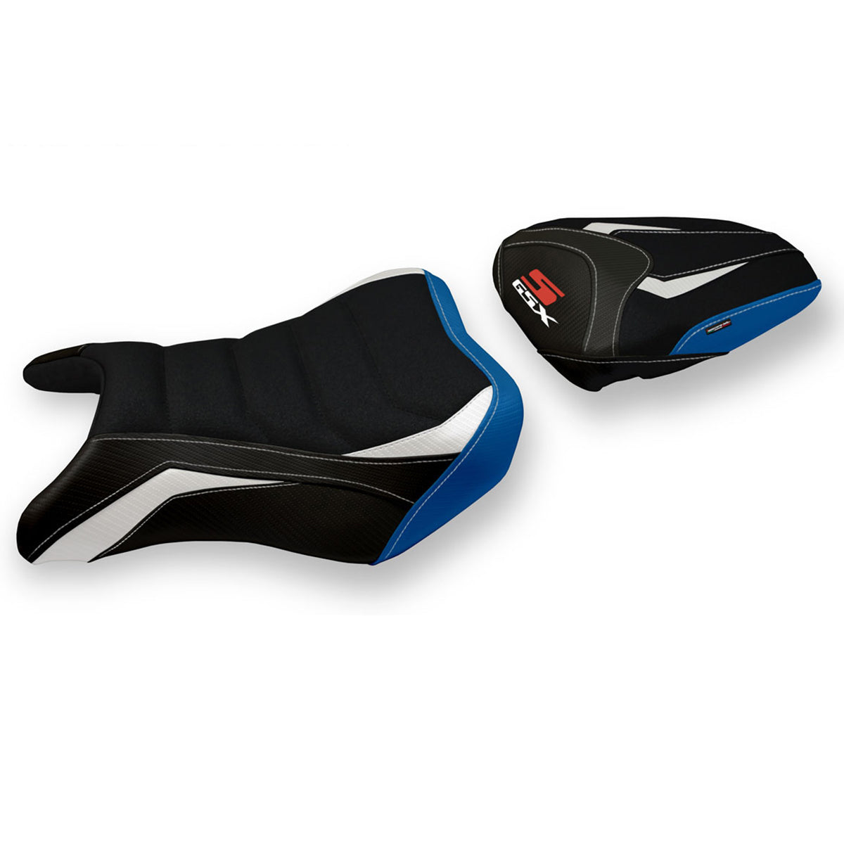 Suzuki GSXS 750 2017-2021 Seat Cover Tappezzeria Italia TPZ Ultragrip in White and Blue