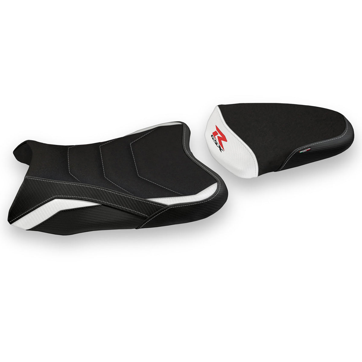 Funda de asiento Suzuki GSXR 1000 2007-2008 Tappezzeria Italia TPZ Ultragrip en blanco y negro