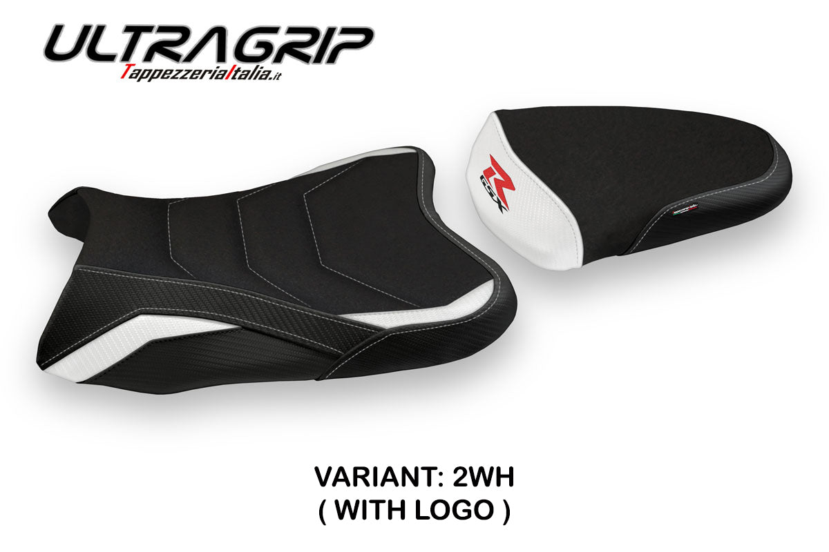 Funda de asiento Suzuki GSXR 1000 2007-2008 Tappezzeria Italia TPZ Ultragrip en blanco y negro