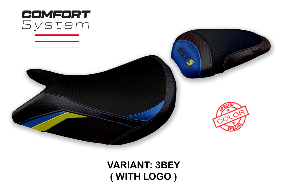 Suzuki GSXS 1000 2021-2025 Seat Cover Tappezzeria Italia TPZ Comfort in Blue and Yellow