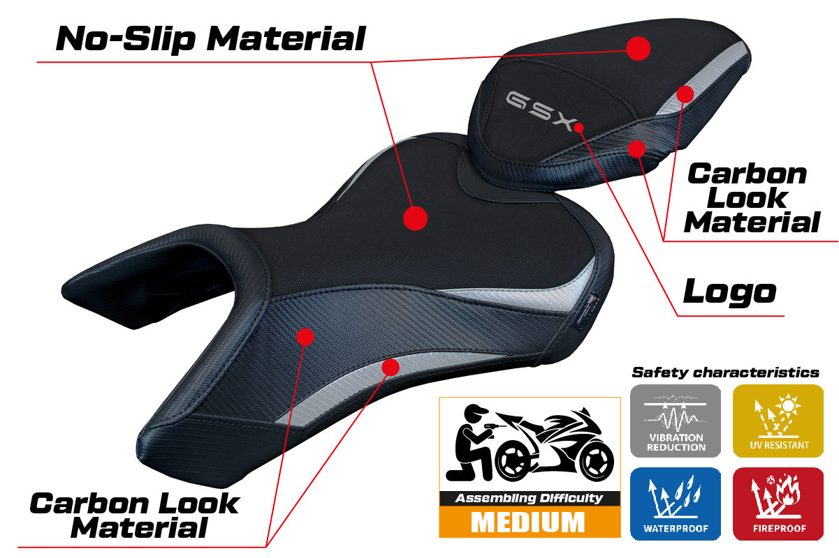 Suzuki GSX 8S-8R 2023-2025 Seat Cover Tappezzeria Italia TPZ in Silver and Black