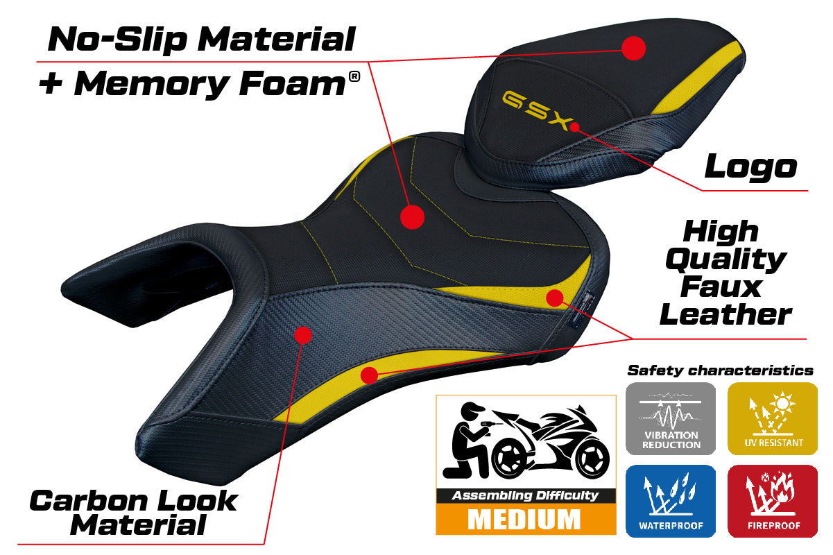 Suzuki GSX 8S-8R 2023-2025 Seat Cover Tappezzeria Italia TPZ Comfort in Yellow and Black