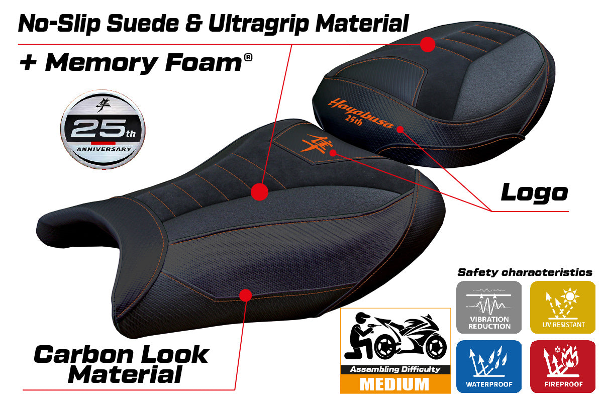 Suzuki GSX 1300 R Hayabusa 2021-2025 Seat Cover Tappezzeria Comfort Grip Orange