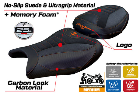 Suzuki GSX 1300 R Hayabusa 2021-2025 Seat Cover Tappezzeria Comfort Grip Orange