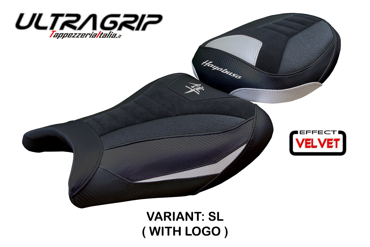 Funda de asiento Suzuki GSX R 1300 Hayabusa 2008-2020 Tappezzeria Italia TPZ Ultragrip en ante plateado