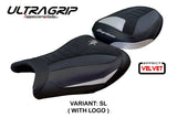 Funda de asiento Suzuki GSX R 1300 Hayabusa 2008-2020 Tappezzeria Italia TPZ Ultragrip en ante plateado