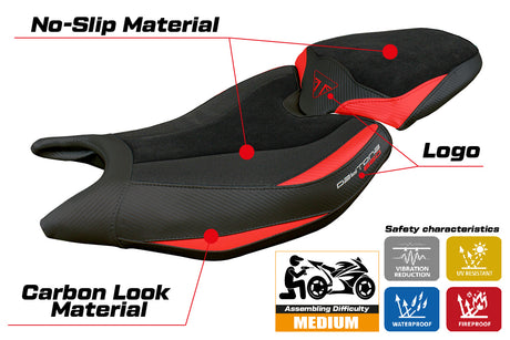 Triumph Daytona 660 2024 Seat Cover Tappezzeria Ultragrip Red Black
