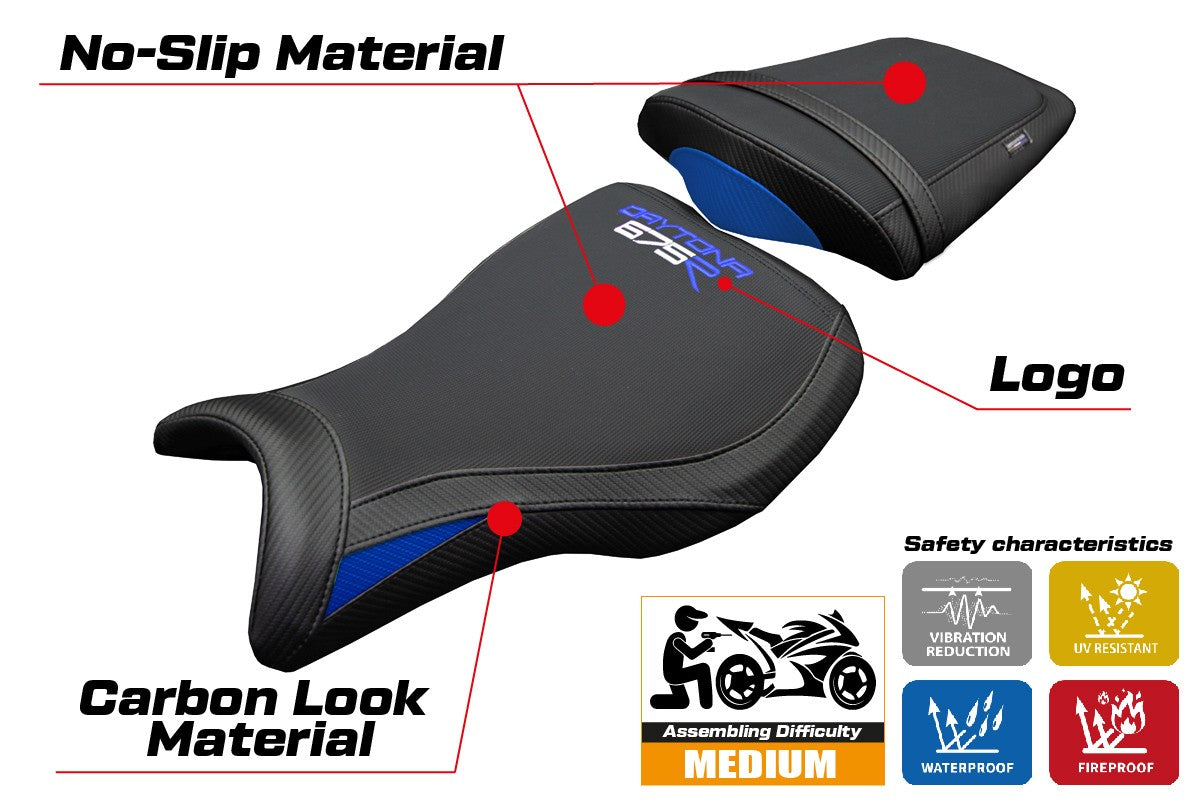 Triumph Daytona 675R 2006-2009 2010 2011 2012 Seat Cover Tappezzeria Italia TPZ Blue Black