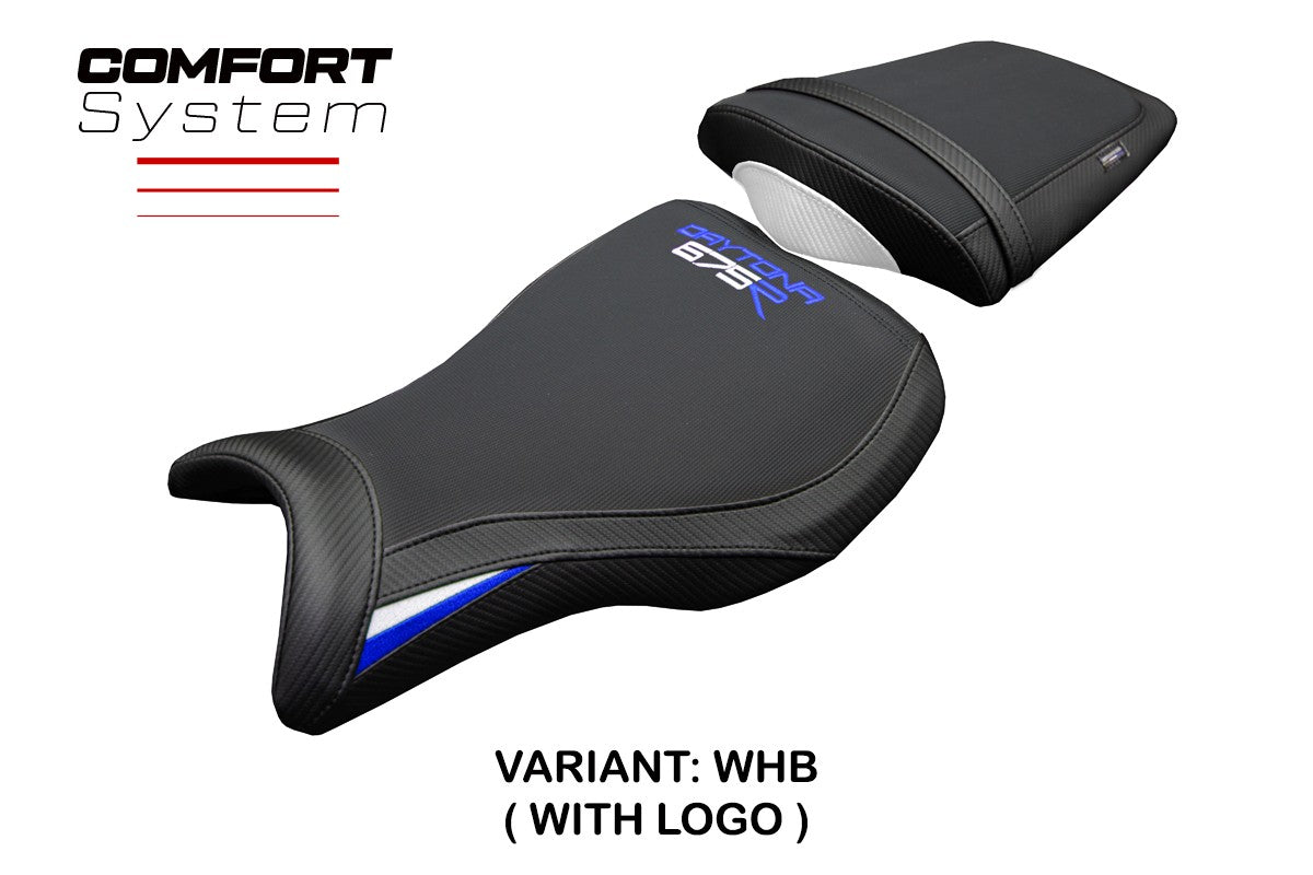 Triumph Daytona 675R 2006-2012 Seat Cover Tappezzeria Italia TPZ Comfort White Blue Black