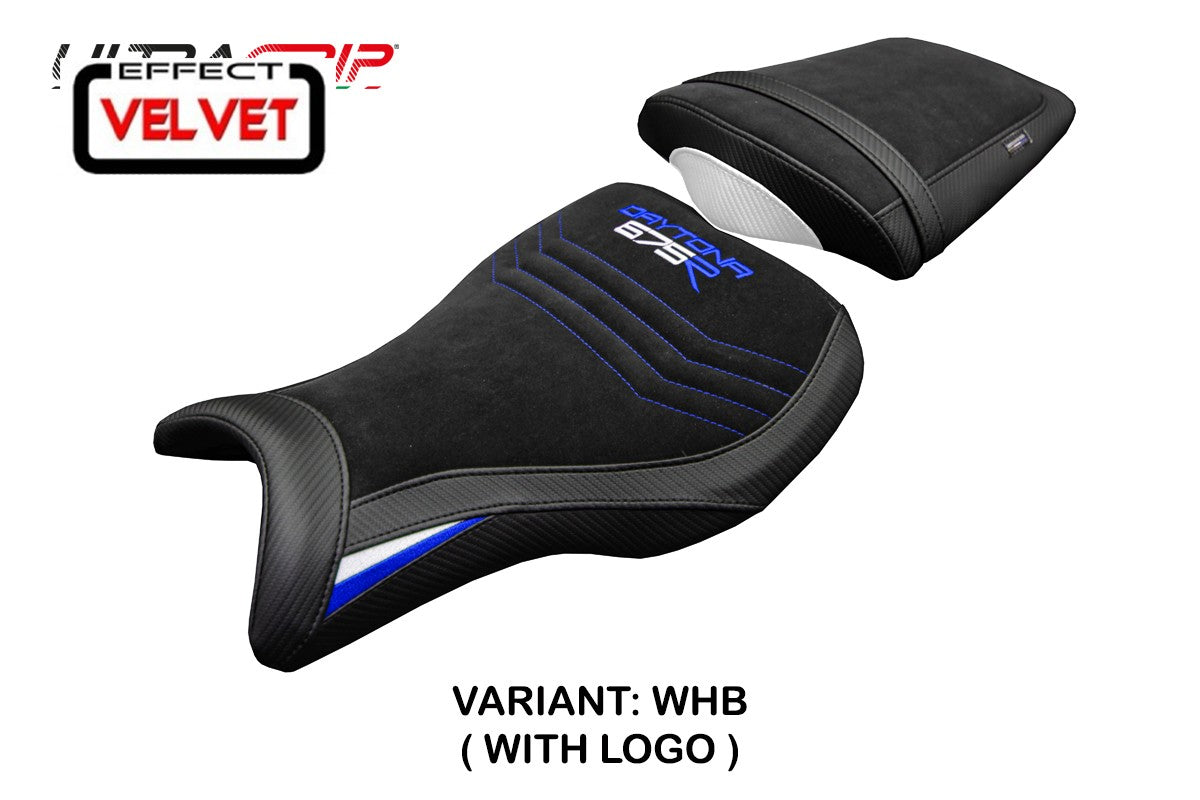 Triumph Daytona 675R 2006-2012 Seat Cover Tappezzeria Italia TPZ Velvet White Blue Black