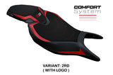 Funda de asiento Tappezzeria Italia TPZ Comfort para Triumph Speed ​​Triple 1200 RR 2022-2025 en rojo y negro