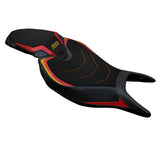 Funda de asiento Tappezzeria Italia TPZ Comfort para Triumph Speed ​​Triple 1200 RR 2022-2025 en rojo y dorado