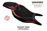 Funda de asiento Tappezzeria Italia TPZ Comfort para Triumph Speed ​​Triple 1200 RR 2022-2025 en rojo y dorado