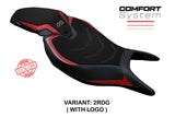 Funda de asiento Tappezzeria Italia TPZ Comfort para Triumph Speed ​​Triple 1200 RS 2022-2025 en rojo y gris
