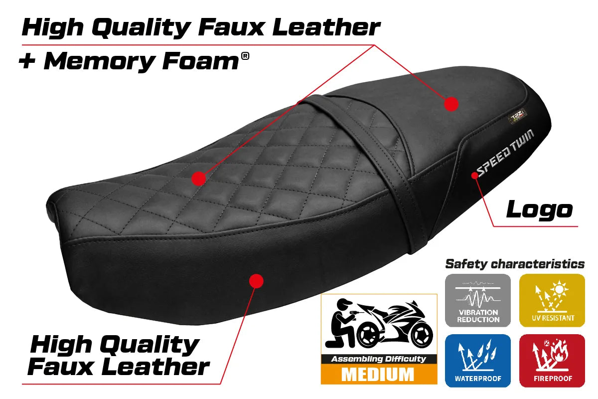 Triumph Speed Twin 1200 2019-2026 Seat Cover TPZ Italia Comfort Black