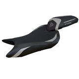 Funda de asiento Tappezzeria Italia TPZ para Triumph Street Triple 765 2023-2025 en plata y negro