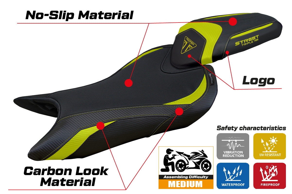 Triumph Street Triple 765 2023-2025 Seat Cover Tappezzeria Italia TPZ in Yellow and Black