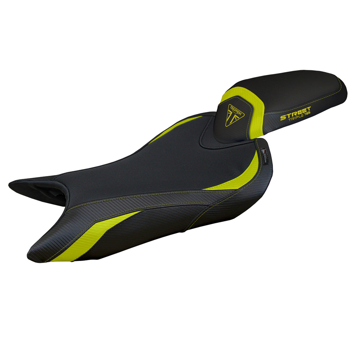 Funda de asiento para Triumph Street Triple 765 2023-2025 Tappezzeria Italia TPZ Comfort en amarillo y negro