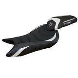 Funda de asiento para Triumph Street Triple 765 2023-2025 Tappezzeria Italia TPZ Ultragrip en blanco y negro