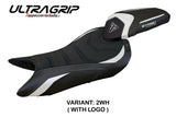 Funda de asiento para Triumph Street Triple 765 2023-2025 Tappezzeria Italia TPZ Ultragrip en blanco y negro