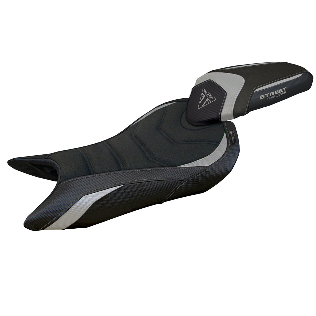Triumph Street Triple 765 2023-2025 Seat Cover Tappezzeria Italia TPZ Ultragrip in Silver and Black