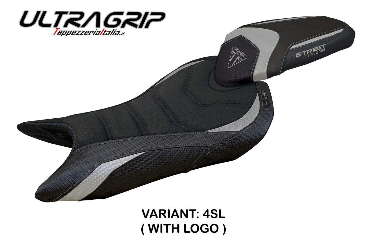 Triumph Street Triple 765 2023-2025 Seat Cover Tappezzeria Italia TPZ Ultragrip in Silver and Black