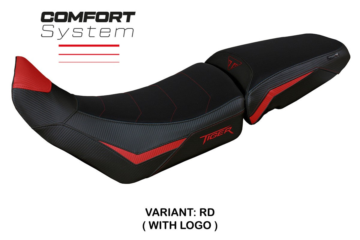 Funda de asiento para Triumph Tiger 850 Sport 2021-2025 Tappezzeria Italia TPZ Comfort Rojo Negro