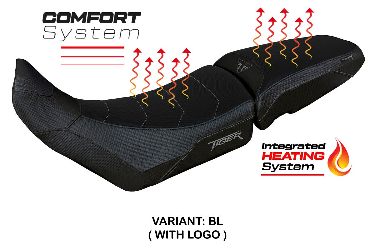 Funda de asiento Tappezzeria Italia TPZ Comfort Negro para Triumph Tiger 850 Sport 2021-2025