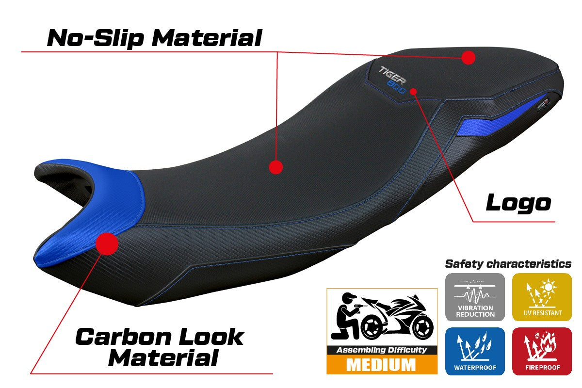 Funda Asiento Triumph Tiger Sport 800 2025 Tappezzeria Italia TPZ Azul Negro