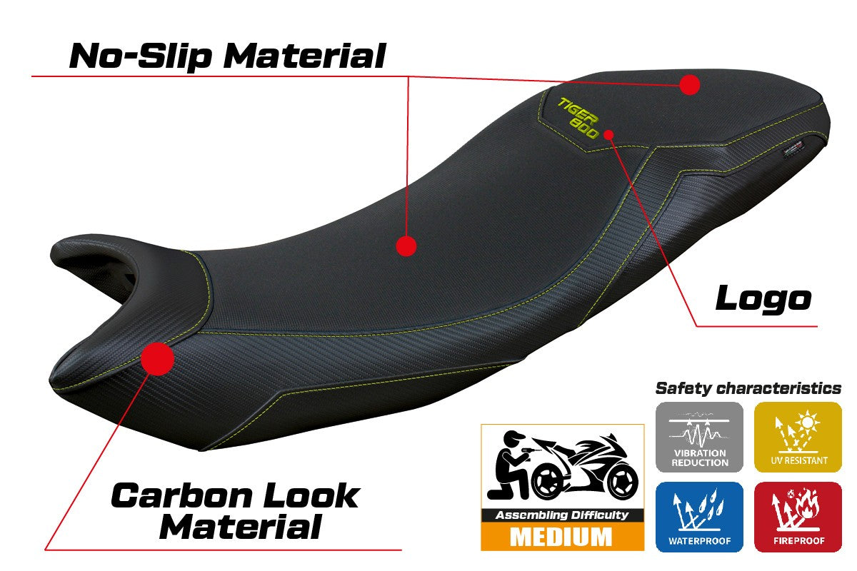 Triumph Tiger Sport 800 2025 Seat Cover Tappezzeria Italia TPZ Black Yellow Fluo