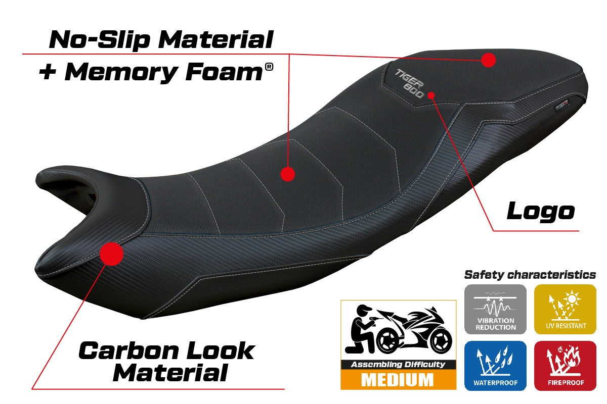 Triumph Tiger Sport 800 2025 Seat Cover Tappezzeria Italia TPZ Comfort Black