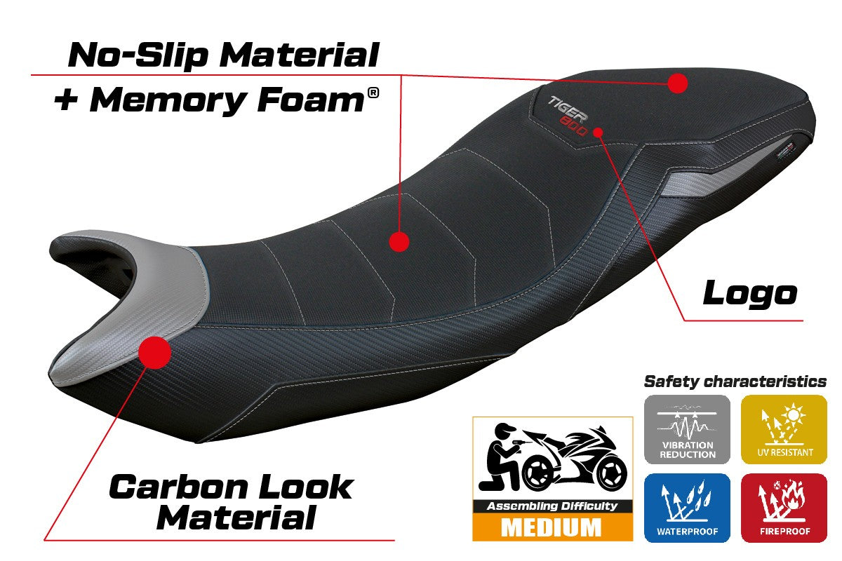 Triumph Tiger Sport 800 2025 Seat Cover Tappezzeria Italia TPZ Comfort Grey Black