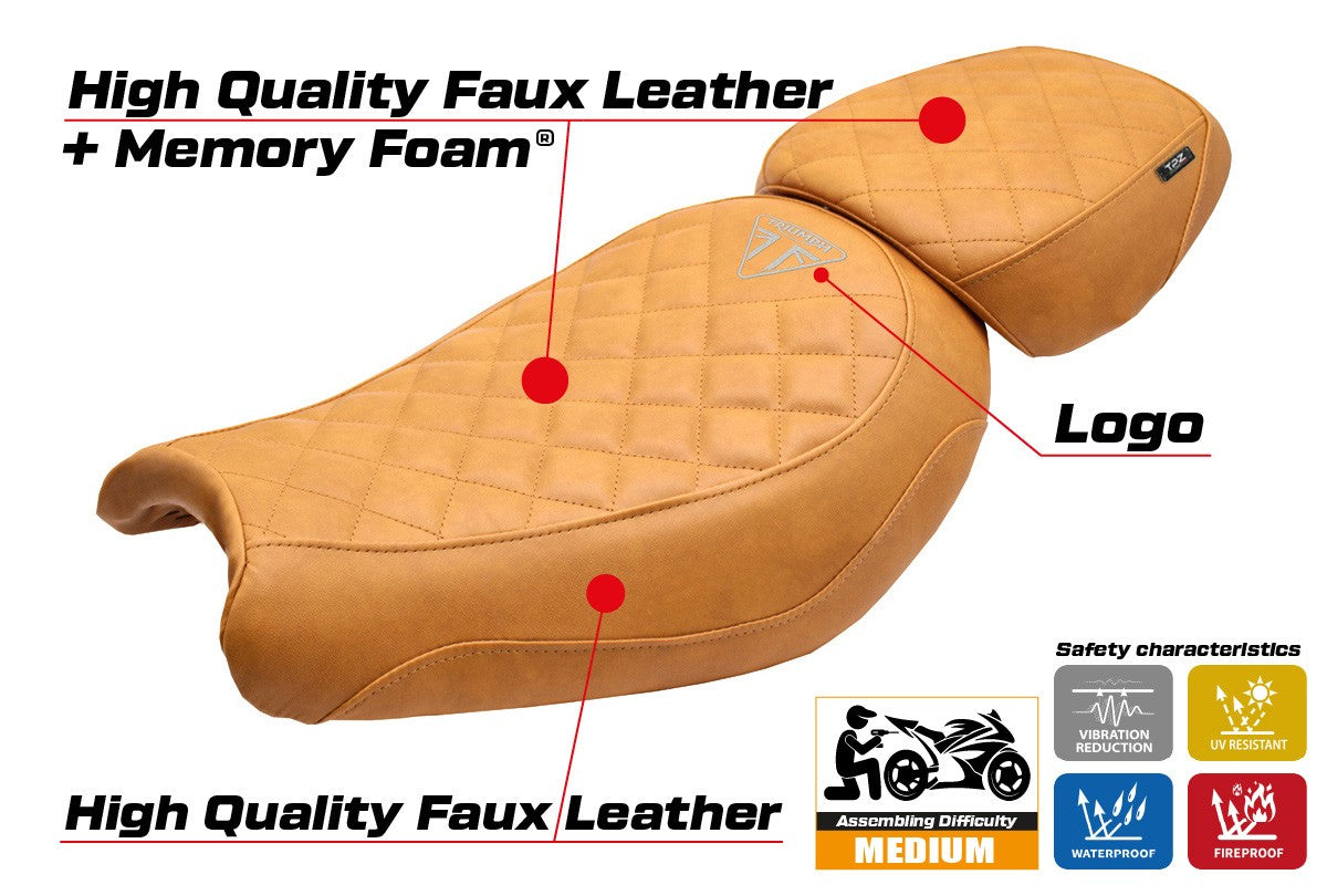 Triumph Scrambler 400X / 400XC 2024-2026 Seat Cover TPZ Italia Comfort Camel