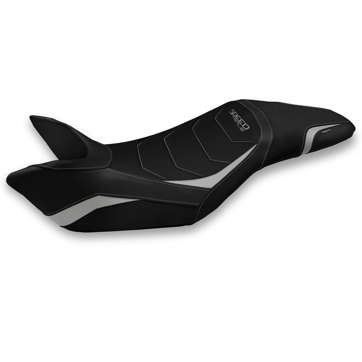 Funda de asiento Tappezzeria Italia TPZ Comfort para Triumph Speed ​​Triple 2011-2015 en color plata