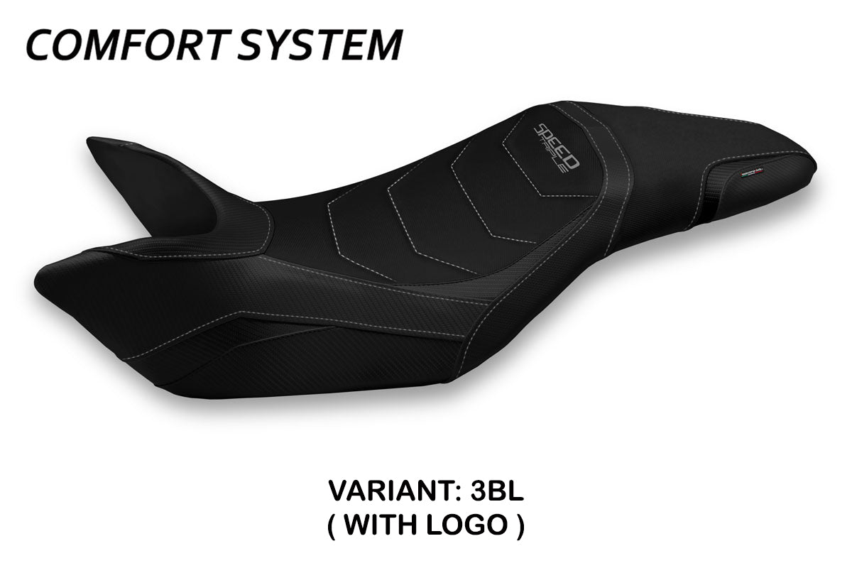Funda de asiento Tappezzeria Italia TPZ Comfort para Triumph Speed ​​Triple 2011-2015 en negro