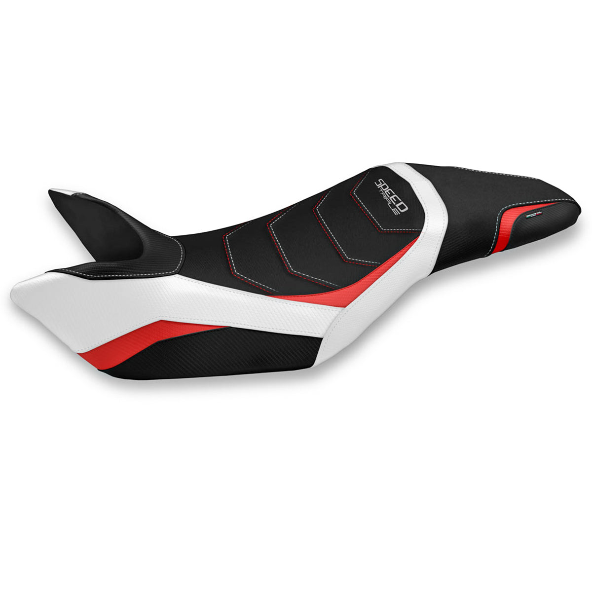 Funda de asiento para Triumph Speed ​​Triple 2011-2015 Tappezzeria Italia TPZ Comfort en blanco y rojo
